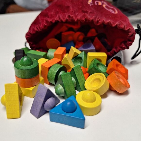 Quirky Replacemsmt Pieces Wooden Colored Family Games America Stacking Shapes - Picture 6 of 6